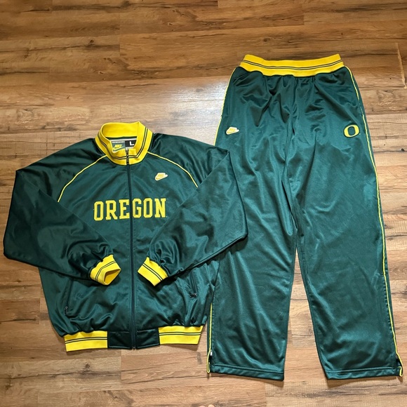 90s Nike Oregon Ducks Zip Up Sweatshirt Jogger Sweatpants Matching Set Tracksuit